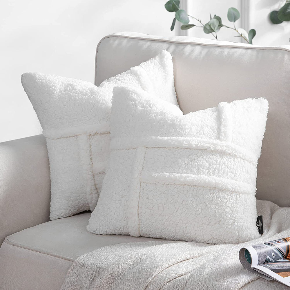 Sherpa Patchwork Cushion Cover — White