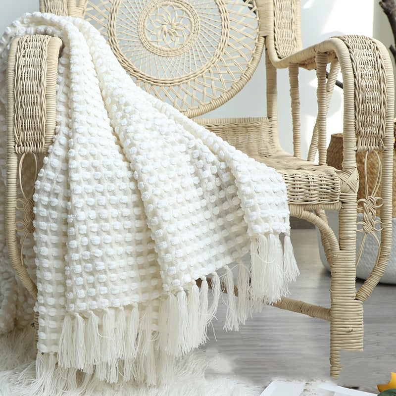 Chenille Popcorn Throw — Cream