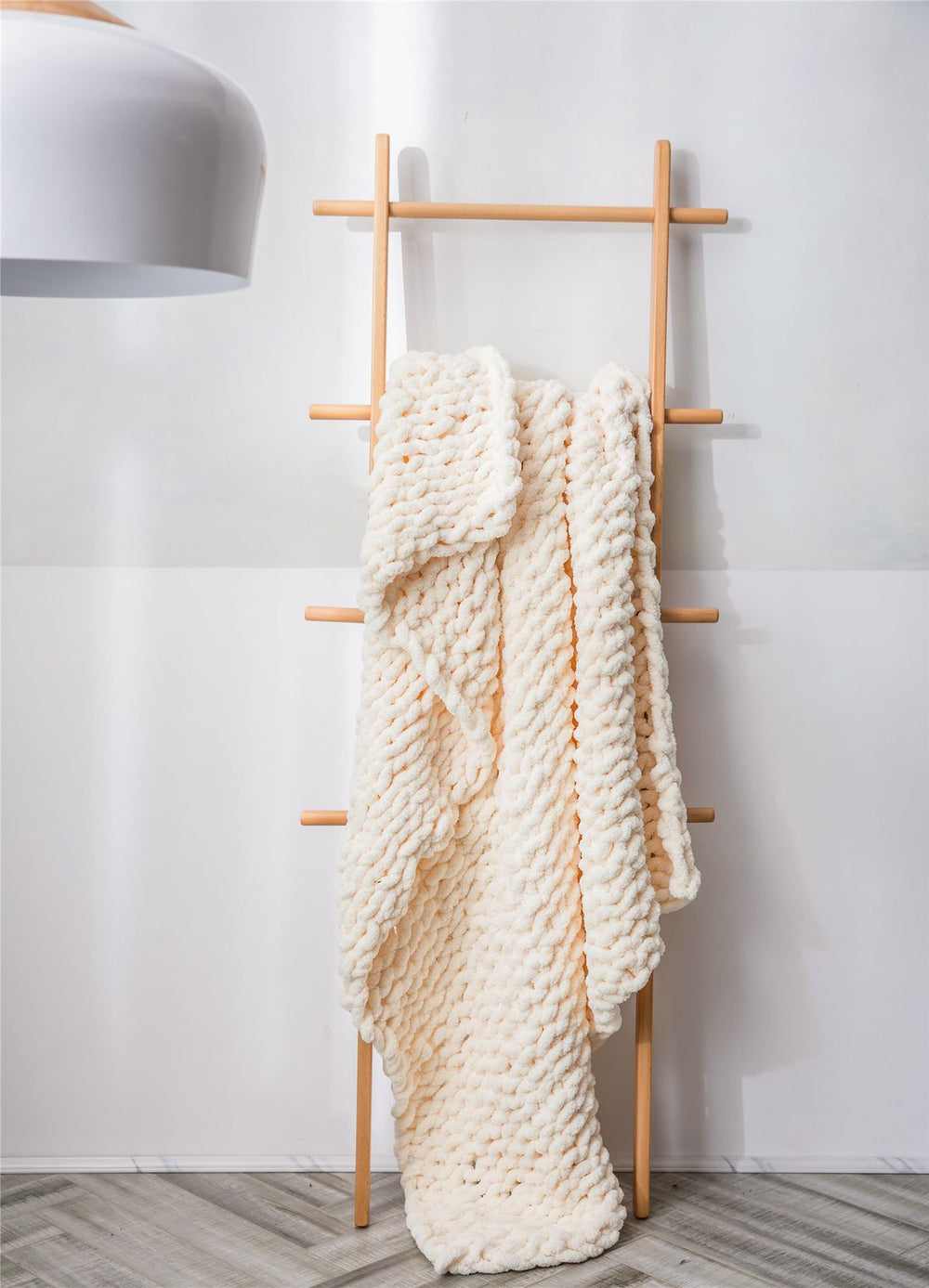 Chunky Chenille Knit Throw — Cream