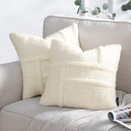 Sherpa Patchwork Cushion Cover — Cream