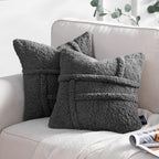 Sherpa Patchwork Cushion Cover — Charcoal
