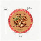 Argan & Cinnamon Shampoo Bar — dimensions, 6 cm across and 2.3 cm thick