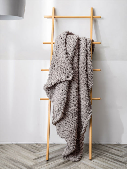 Chunky Chenille Knit Throw — Greige