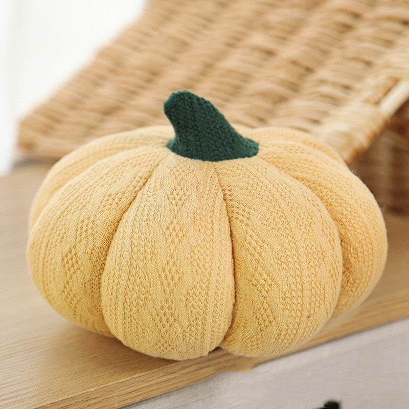 Butter cable-knit plush pumpkin pillow