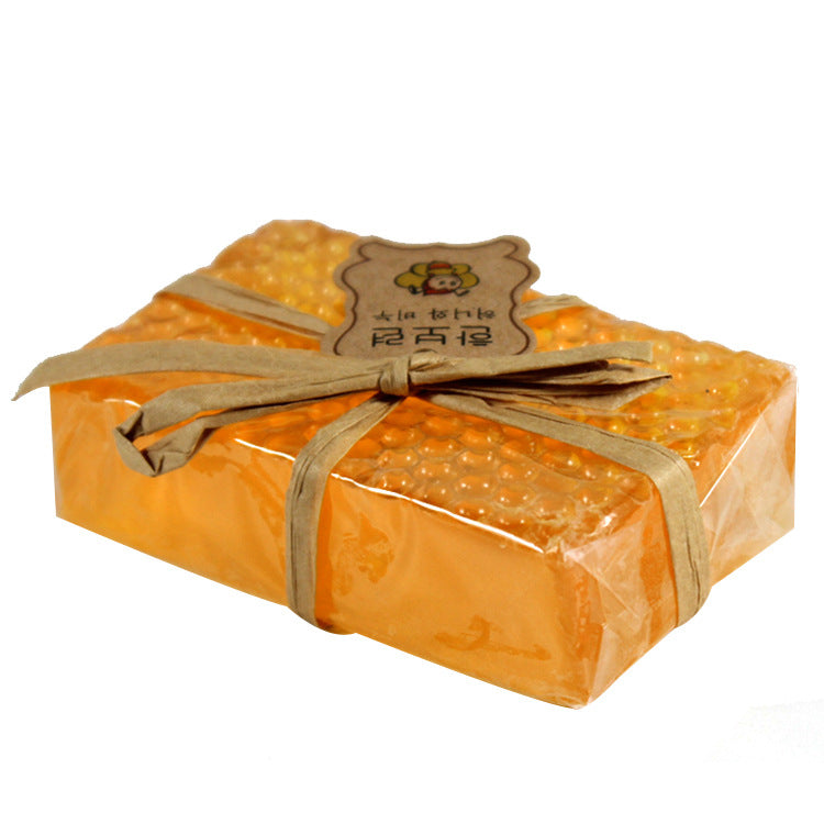 Honeycomb Bar Soap — single bar with honeycomb-textured top, raffia and kraft tag