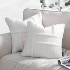 Sherpa Patchwork Cushion Cover — White