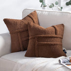 Sherpa Patchwork Cushion Cover — Caramel
