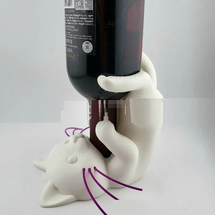 Sausage Dog Wine Bottle Holder — the Cat version holding a bottle