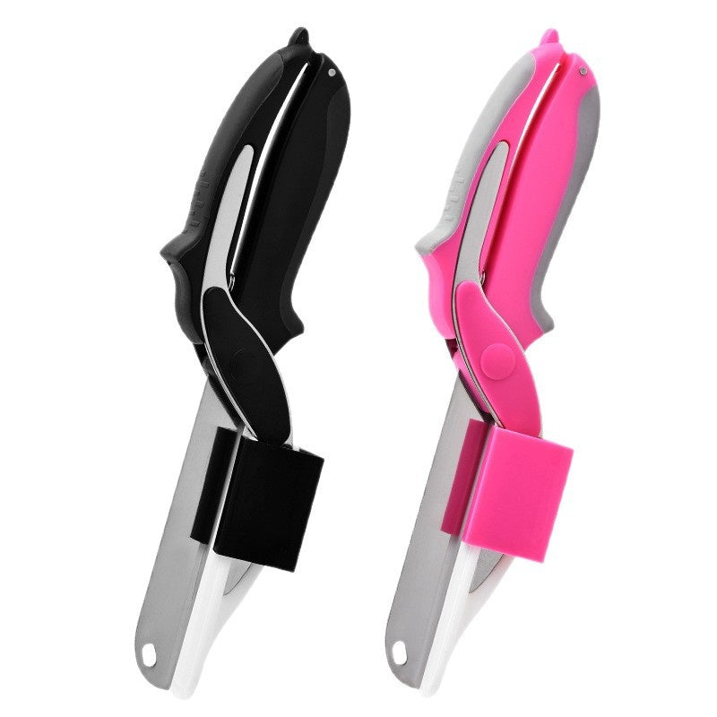 2-in-1 Cutting Board Scissors — the two arms opened wide