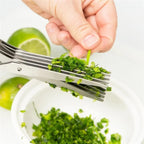 Multi-Blade Herb Scissors — cutting herbs straight into a bowl