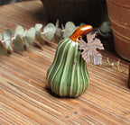 Glazed Ceramic Pumpkin — Green