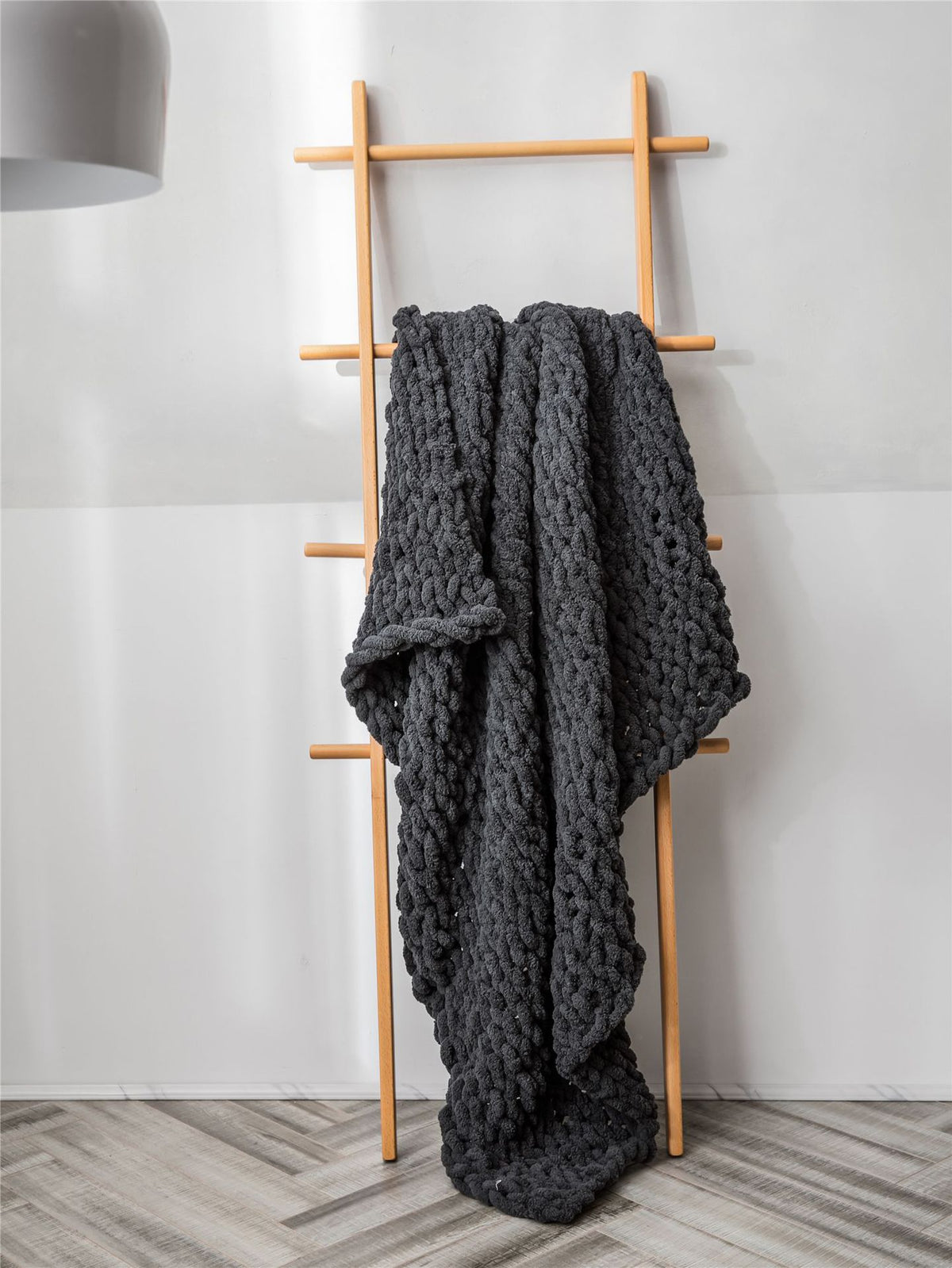 Chunky Chenille Knit Throw — Charcoal