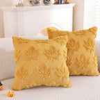 Plush Pumpkin Cushion Covers — Mustard Maple Leaf