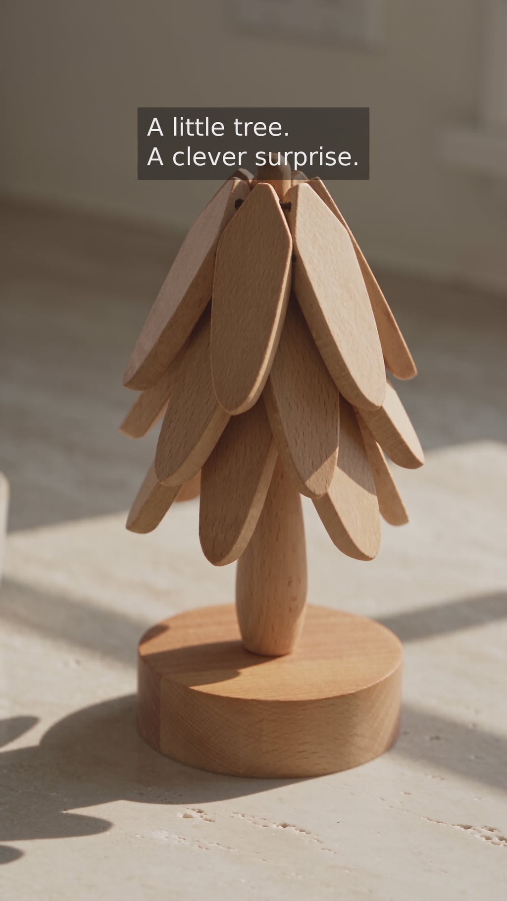 A little clever — AI product film of the Folding Tree Coaster Set in Natural Wood